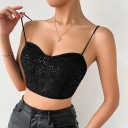 Europe and the United States new niche mesh gauze sequin thin shoulder sling sling unique fashion sexy spice girl vest