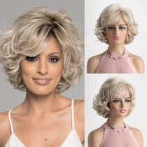 Popular European and American wigs for women with short curly hair and side bangs