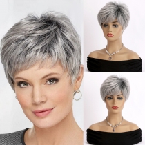 Short hair wigs are hot in Europe and America. Women's fashionable mixed color bangs synthetic headpiece wigs