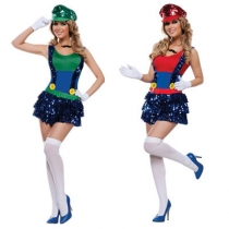 Halloween Super Mario game uniform Mario role-playing costume stage costume suspenders tutu split suit