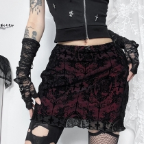 Summer 2024 new hot girl hip skirt dark style temperament sexy velvet double-layer skirt for women