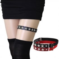 Leather elastic leg ring punk alloy five-pointed star rivet personality thigh ring thigh chain decorative garter
