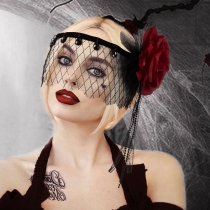 New Gatsby party accessories Gothic rose headdress elegant COS masquerade black mesh headband