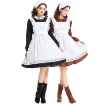 Halloween costumes adult female French manor maid new retro solid color temperament maid