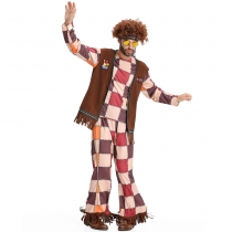 Plaid hippie European and American 70s retro hip-hop brown party Halloween costume