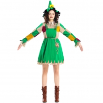 Halloween costumes adult green fake two-piece scarecrow cosplay drama stage costumes