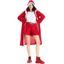 Halloween costume boxer cosplay game suit robe red hooded jacket cape sports shorts