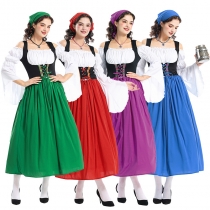 Halloween new adult medieval farm maid Munich Oktoberfest long skirt costume
