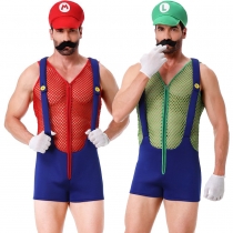 Halloween sexy Super Mario stage costume Mario one-piece see-through Mary party costume