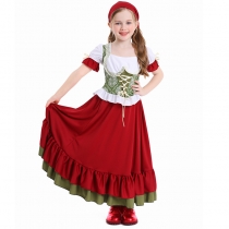 Halloween costumes Farm children's beer festival split long skirt wine red dance skirt