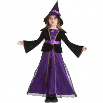 Halloween costume purple girl witch witch long skirt with cape stage performance festival dress