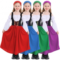 Halloween Costumes Children's Medieval Farm Costume Munich Beer Festival Long Dress