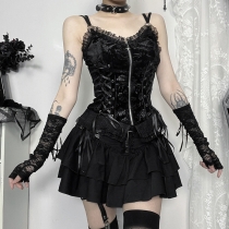 Summer 2024 new hot girl vest dark style gothic summer rose suspender top for women