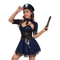 2025 New Halloween Policewoman Costume Nightclub Party Role Play Police Uniform Sexy Stage Performance Costume