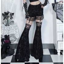 Dark Gothic style flocking two-wear sexy flared pants 2025 new personality street versatile trousers