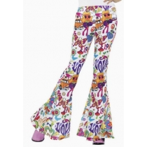 Autumn retro style literary retro women's clothing printed milk silk casual pants