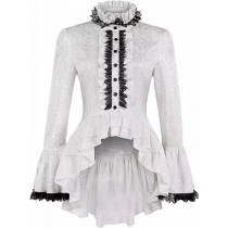 Medieval stand collar trumpet sleeve shirt cosplay costume Victorian costume court gothic lace top