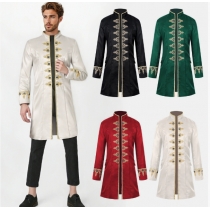 New Halloween Men's Coat Solid Color Fashion Steampunk Retro Stand Collar Uniform Performance