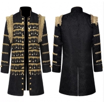 New Men's European and American Palace Suit Zhongshan Suit Performance Costume Bar Male Singer Costume Mid-length Stage Costume