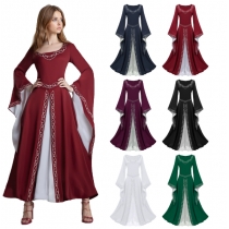 2025 New European and American Medieval Retro Lace Dress Gothic Trumpet Sleeve Dress Stage Performance Clothes