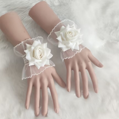 Lolita hand sleeve lace lace wrist flower hand decoration sweet girl hand sleeve flower bracelet dress cuff