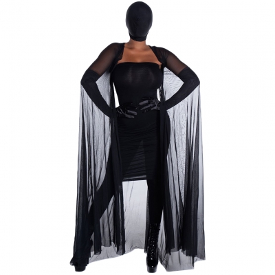 S-XL Vampire Masked Witch Costume Long Dress Cape 2024 New Halloween Costume Masquerade Costume