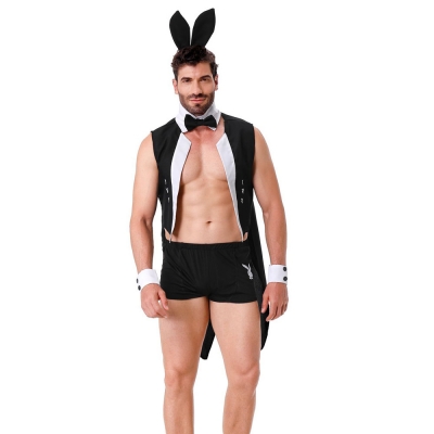 Nightclub men's sexy underwear European and American bar men's sexy role-playing rabbit swallowtail male servant performance costume