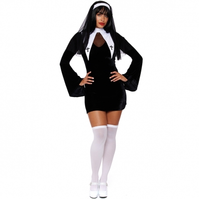 Halloween nun costume Nun costume role play long sleeve nun costume stage performance uniform