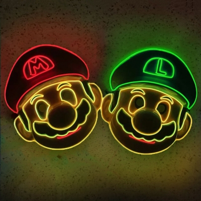 Halloween LED luminous mask Mario Super Mario cartoon game anime hat mask