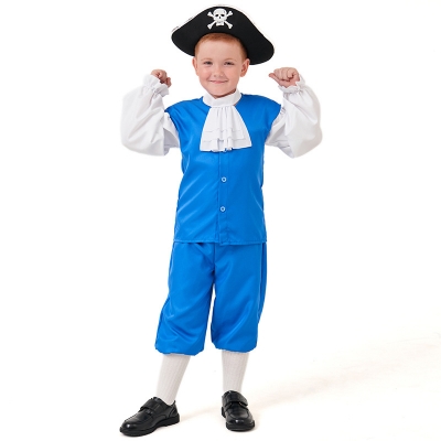 Halloween costume boy pirate captain medieval navigator blue first mate sailor costume