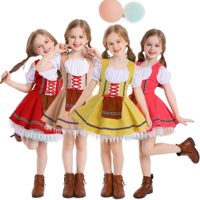 Halloween costumes German children's beer festival performance costumes multi-color skirt