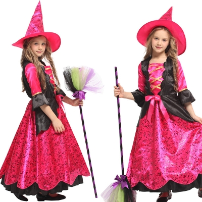 Halloween children's costumes children's mask dance performance clothes witch costume female witch princess dress