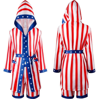 2025 Boxing Champion Rocky Balboa Boxing Suit American Stars and Stripes Robe