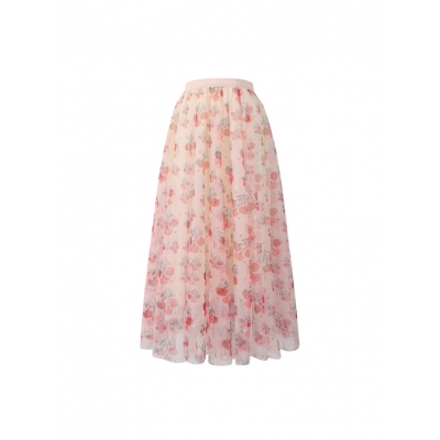 Printed elastic mesh skirt, casual A-line skirt, half-length fairy skirt for girls