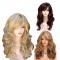 Hot-selling European and American heat-resistant silk full head wig, side bangs, big wave curly wig, highlighted red