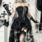 Autumn 2024 new long skirt European and American style temperament slightly transparent slim dark bride mesh dress