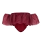 New burgundy women's tube top with gathered chest support and mesh sleeves and shoulders