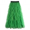 Wavy mesh tulle skirt for women summer 2022 new elastic waist slim medium-length solid color swing skirt