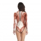 2019 new realistic human body structure tissue printing ladies long-sleeved swimsuit