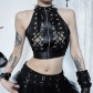 New sexy hollow navel top Diablo Personal beer buckle strap vest women's clothing