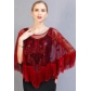 Loose large -size fringed jelly jacket shawl sequin mesh small jacket mesh sequin cape see -through small outer