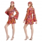 2023 Halloween 70's hippie disco costume holiday dress Headscarf + printed dress two-piece set