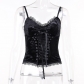 Dark sexy lace lace retro top female European and American summer black suspender vest women's