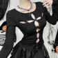 Autumn 2024 new T-shirt ins pure desire style sexy hot girl versatile bow hollow top female