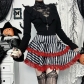 European and American retro style lotus leaf collar long-sleeved top Halloween dark temperament clown gothic skirt female