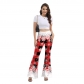 2024 New Christmas Women's Pants Women's Wear Christmas Snowflake Plaid Digital Printing Fashion Casual Flared Pants