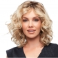 European and American wigs for women, medium-length curly hair, middle-parted pear flower perm, short hair, fashionable golden dyed hair