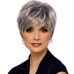 Short hair wigs are hot in Europe and America. Women's fashionable mixed color bangs synthetic headpiece wigs