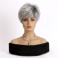 Short hair wigs are hot in Europe and America. Women's fashionable mixed color bangs synthetic headpiece wigs