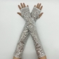 Long Fingerless Sequined Reflective Gloves Halloween Gloves Cosplay Stage Performance Gloves Nightclub Gloves